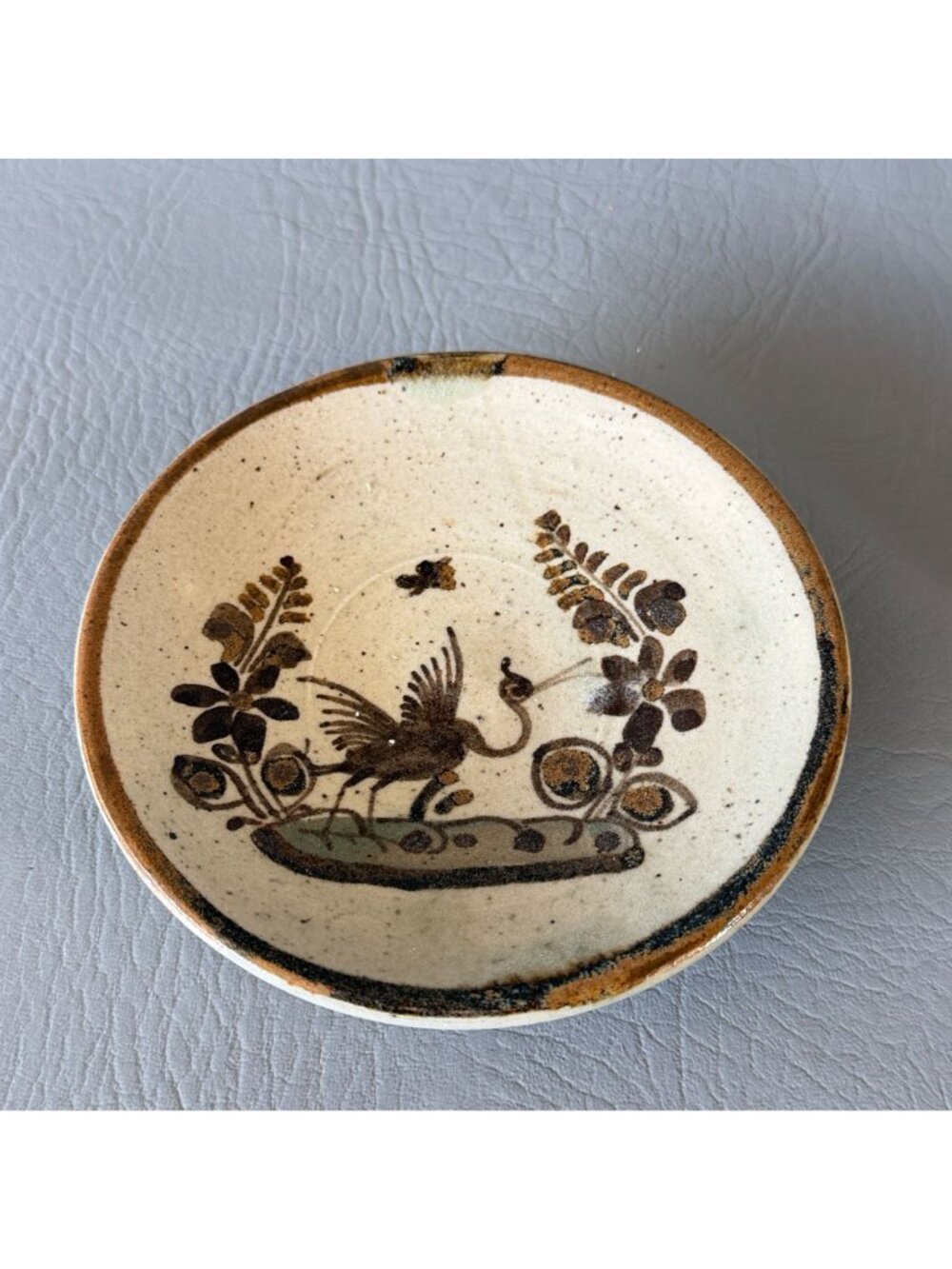 Vintage Tonala Mexico Studio Pottery Cup Saucer Set Signed S Lucas Bird 5.5" - Picture 4 of 16